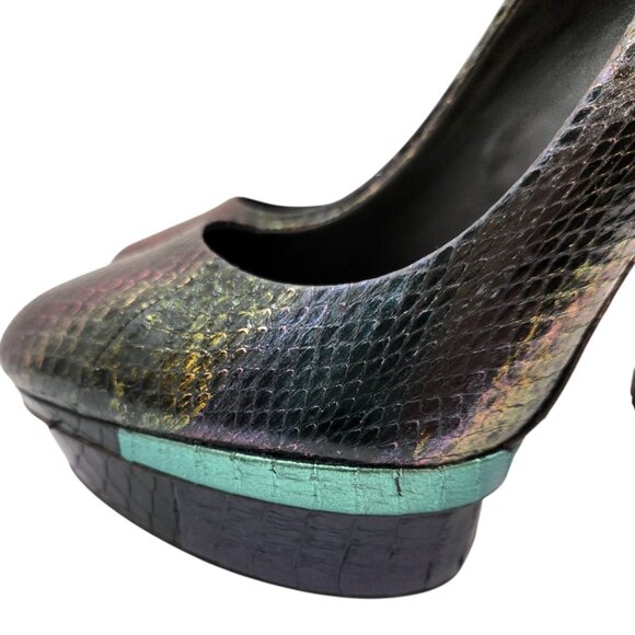 Brian Atwood Ferguson Platform Stiletto Heels Metallic Snake NEW Women's Sz. 8.5 - Picture 3 of 10